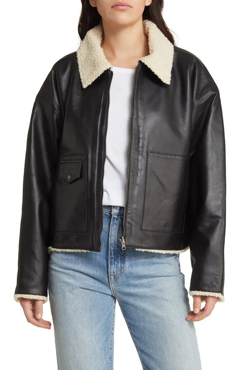 Treasure & Bond Reversible Faux Shearling Collar Leather Jacket | Nordstrom | Nordstrom