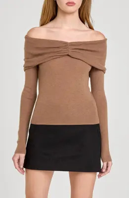 WAYF Alice Off the Shoulder Sweater in Mocha at Nordstrom Rack, Size X-Small | Nordstrom Rack