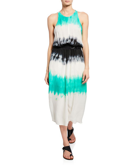 A.L.C. Tallulah Tie-Dye Belted Racerback Midi Dress | Neiman Marcus