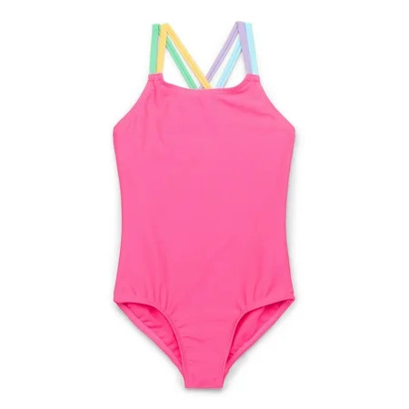 Wonder Nation Girls One Piece Swimsuit with UPF50+ | Walmart (US)