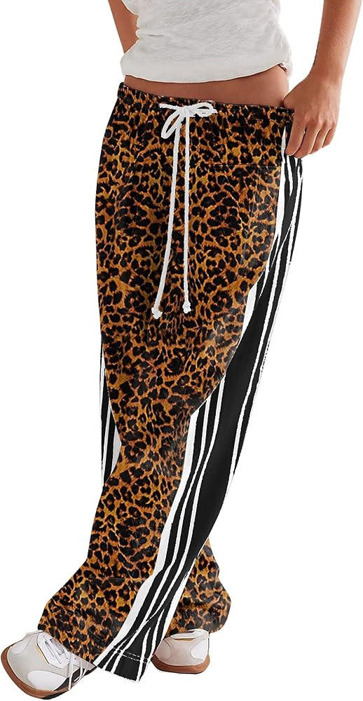 Womens Hudson Canyon Pants Side Striped Sweatpants Drawstring Waist High Rise Pant Trousers with ... | Amazon (US)