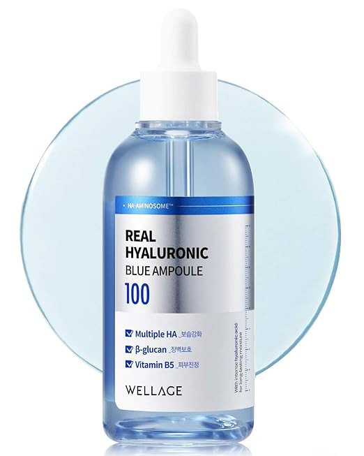 WELLAGE Real Hyaluronic Blue Ampoule 100, Korean Serum, Fragrance Free Hyaluronic Acid Ampoule wi... | Amazon (US)