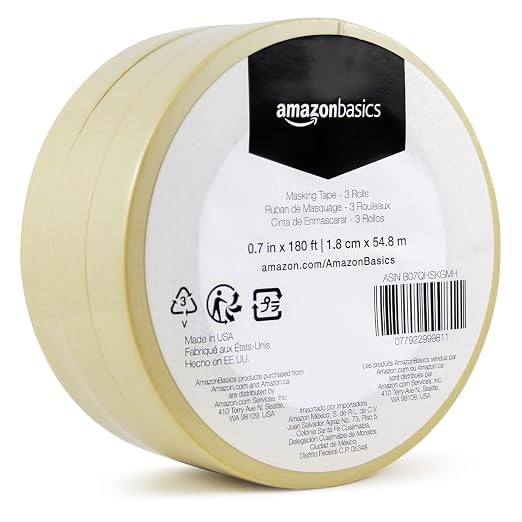 Amazon Basics Masking Tape, Pack of 3 Rolls, Beige, 0.7 inch x 180 feet | Amazon (US)