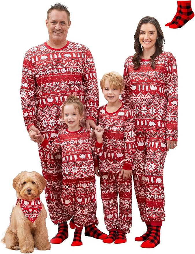 PATPAT Christmas Family Matching Pajama Sets Includes Christmas Socks - Perfect for Family Photos... | Amazon (US)
