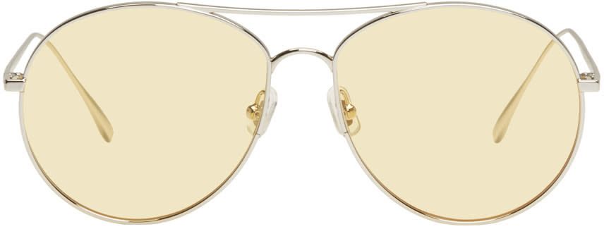 Gentle Monster Silver and Yellow Ranny Ring Aviator Sunglasses | SSENSE