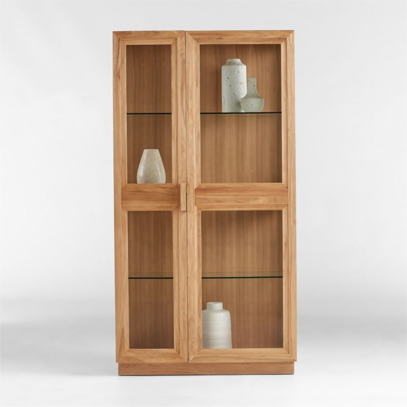 Calypso Glass and Natural Wood Cabinet | Crate and Barrel | Crate & Barrel