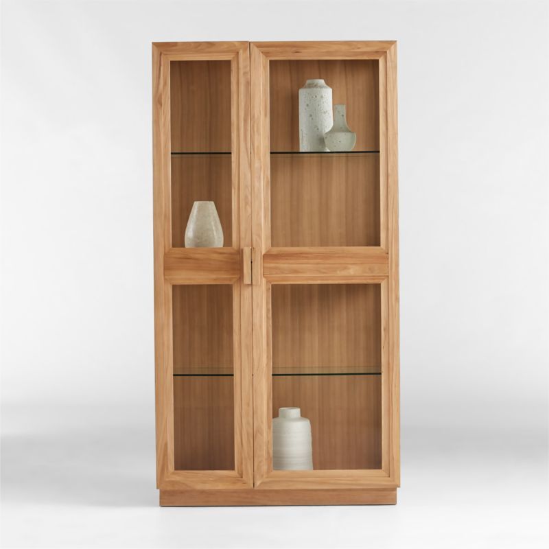 Calypso Glass and Natural Wood Storage Cabinet + Reviews | Crate & Barrel | Crate & Barrel