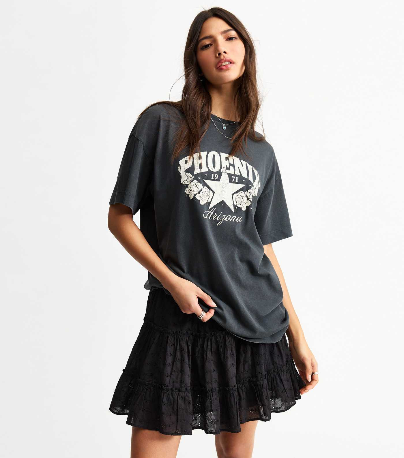 Dark Grey Acid Wash Phoenix Print T-Shirt | New Look | New Look (UK)