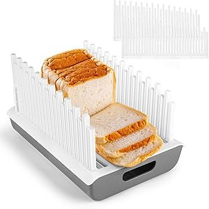 Bread Slicer Guide for Homemade Bread with 304 Stainless Steel Sheet and Storage Tray、3-Slice T... | Amazon (US)