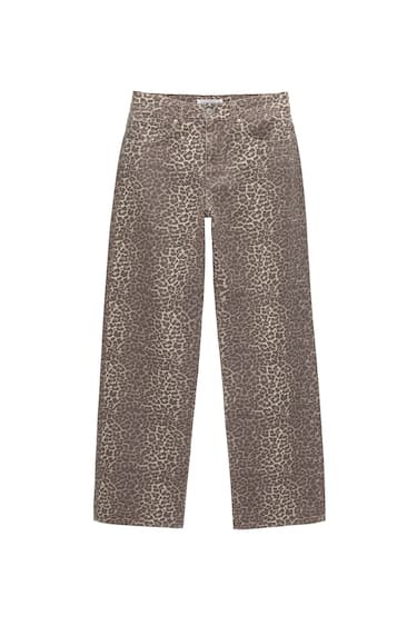 Straight-fit leopard print trousers | PULL and BEAR UK