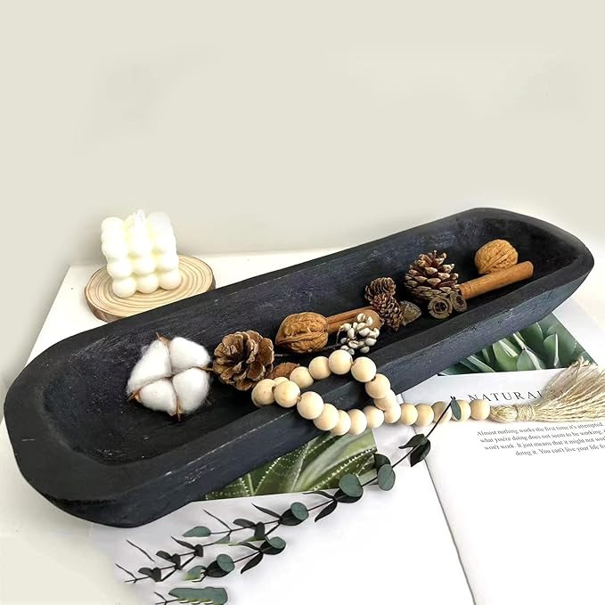 hanlin Wooden Dough Bowl Decor , Vintage Wooden Bowl Hand Carved Home Decor for Dining Table Cent... | Amazon (US)