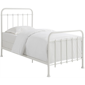 Curved Corner Metal Twin Bed in White | Cymax