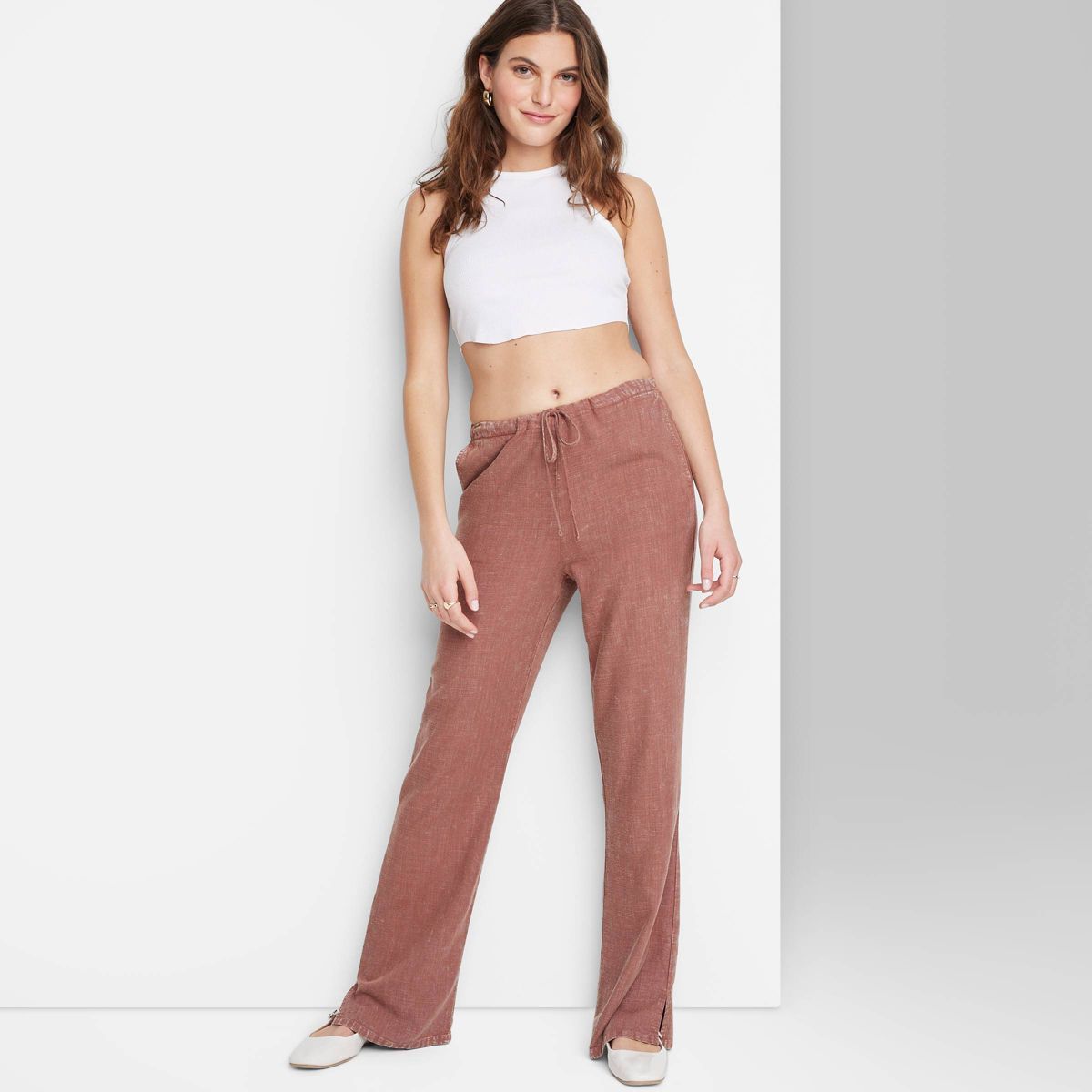 Women's Mid-Rise Wide Leg Relaxed Linen Pants - Wild Fable™ | Target