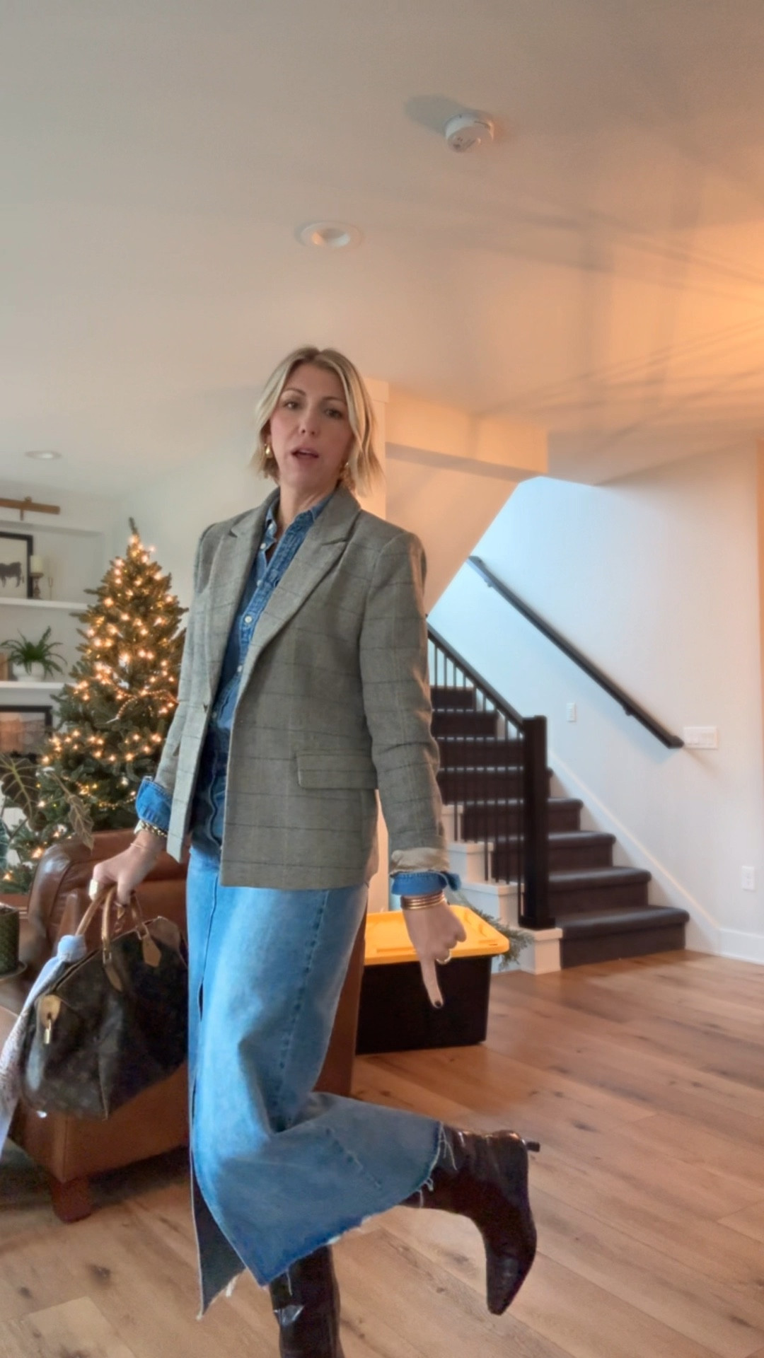 What I’m wearing today for church! These brown statement boots are so comfortable because of the low kitten heel! They are currently 25% off & run true to size  
I love that I can wear them with wide leg jeans + trousers as well as skirts + dresses this fall/winter 

#LTKOver40 #LTKSeasonal #LTKStyleTip