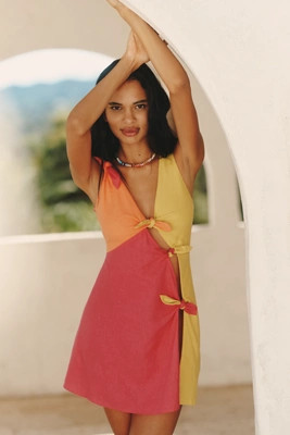 Celandine Linen Blend Colorblock Mini Dress | Anthropologie (US)