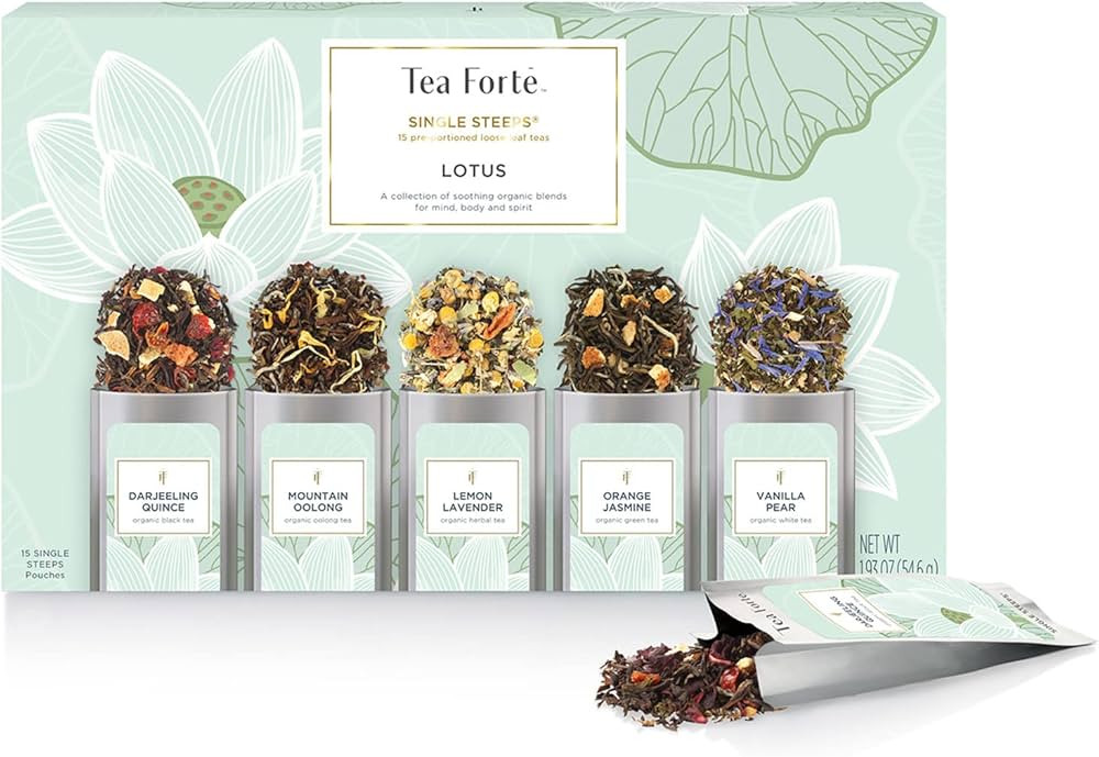 Tea Forte Single Steeps Loose Leaf Tea Sampler, Assorted Variety Box, Single Serve Pouches (Sampl... | Amazon (US)