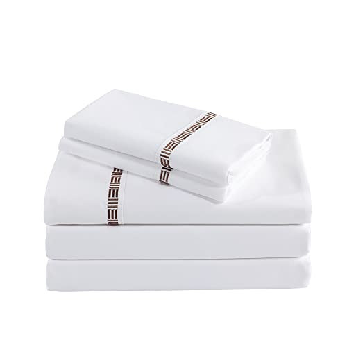 Hotel Grand Tencel™ Lyocell with Cotton Blend Sheet Set with Colored Embroidery (King, Gold) | Amazon (US)