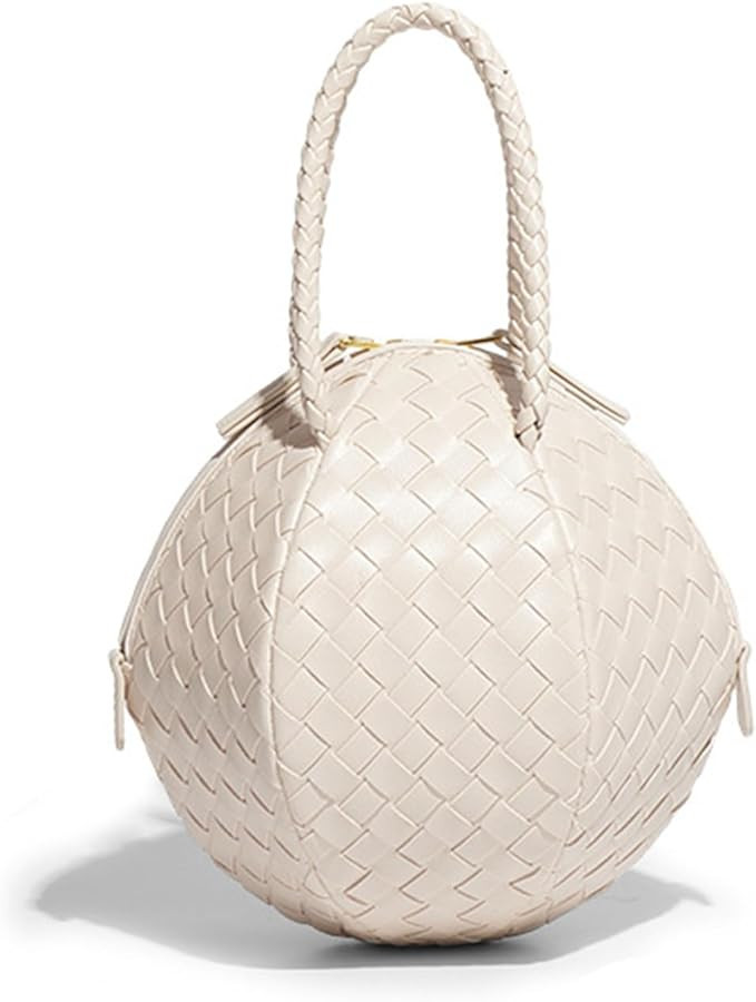 Ball Shaped Tote Bag Leather Handbag Weaved Crossbody Bag Small Messenger Shoulder Bag Personalit... | Amazon (US)