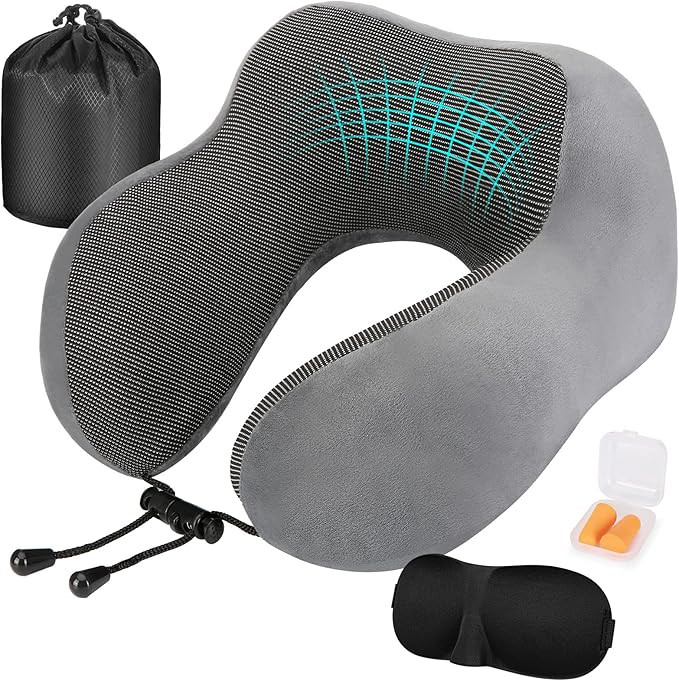 Amazon Brand - Eono Neck Pillow Memory Foam, Travel Pillow for Neck, Comfortable Neck and Head Su... | Amazon (UK)