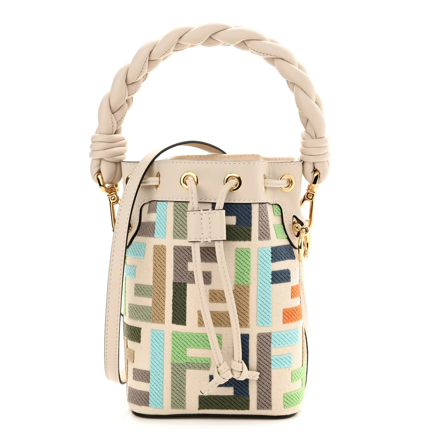 Canvas Vitello Grace F is Fendi FF Multicolor Embroidered Mini Mon Tresor Bucket Bag Grezzo Multi... | FASHIONPHILE (US)