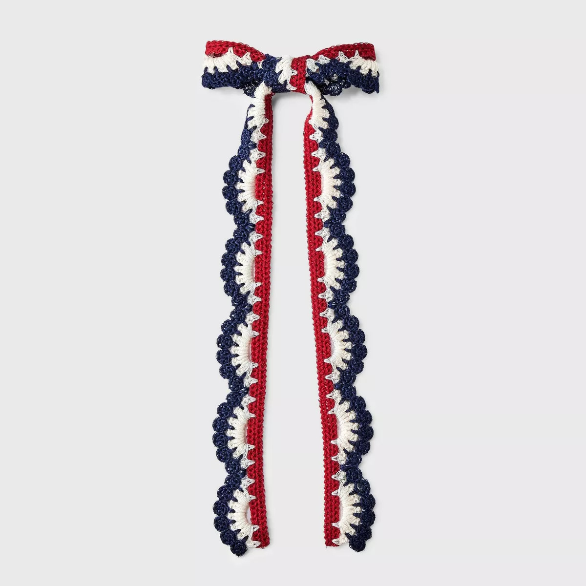 Americana Knitted Hair Bow Barrette - Red/White/Blue | Target