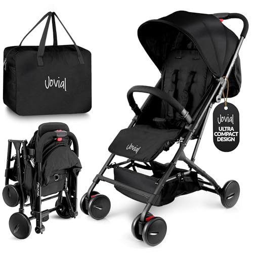 Jovial Lightweight Baby Stroller, Folding Travel Stroller with Reclining Seat, Canopy, 5-Point Safety Harness, Storage Basket, Smooth Wheels, Compact Portable Design (39.8" x 18.7" x 32.3") | Amazon (US)