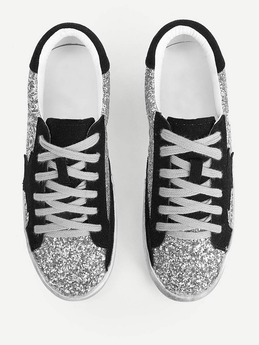 Sequin Decor Lace-up Sneakers | SHEIN