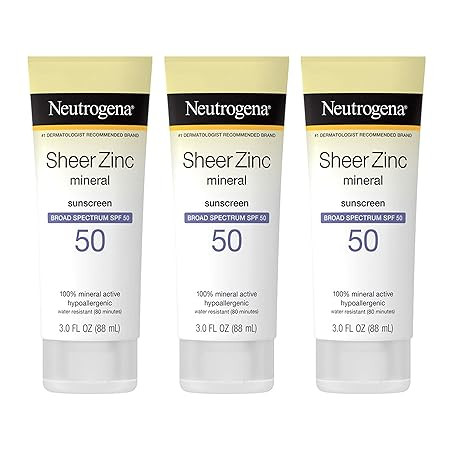 Neutrogena Sheer Zinc Oxide Dry-Touch Sunscreen Lotion with Broad Spectrum SPF 50 UVA/UVB Protect... | Amazon (US)