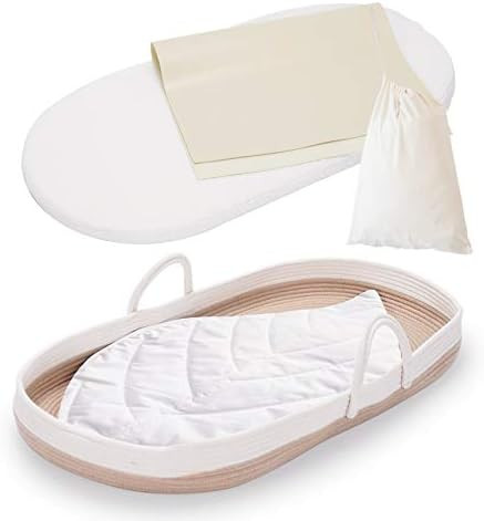 Amazon.com : Baby Diaper Changing Basket, Nursery Set with Thick Pad,Waterproof Leather Pad, Leaf... | Amazon (US)