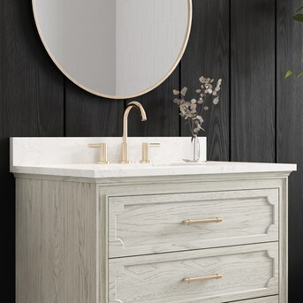 allen + roth Helena 36-in Sandstorm Undermount Single Sink Bathroom Vanity with Calacatta Enginee... | Lowe's