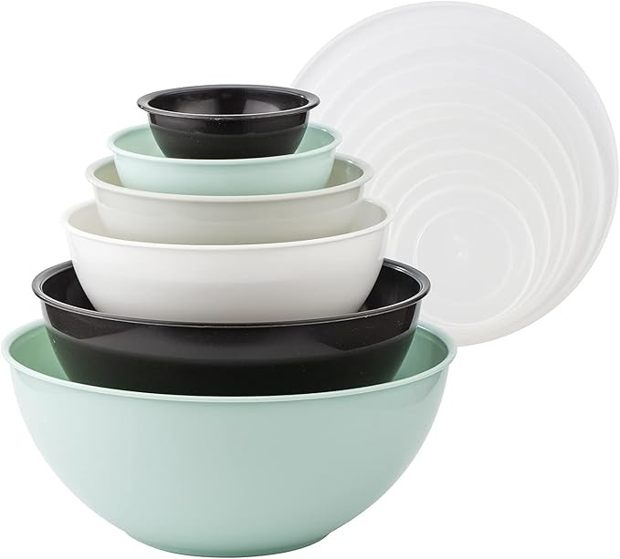 COOK WITH COLOR Mixing Bowls with Lids - 12 Piece Plastic Nesting Bowls Set includes 6 Prep Bowls... | Amazon (US)
