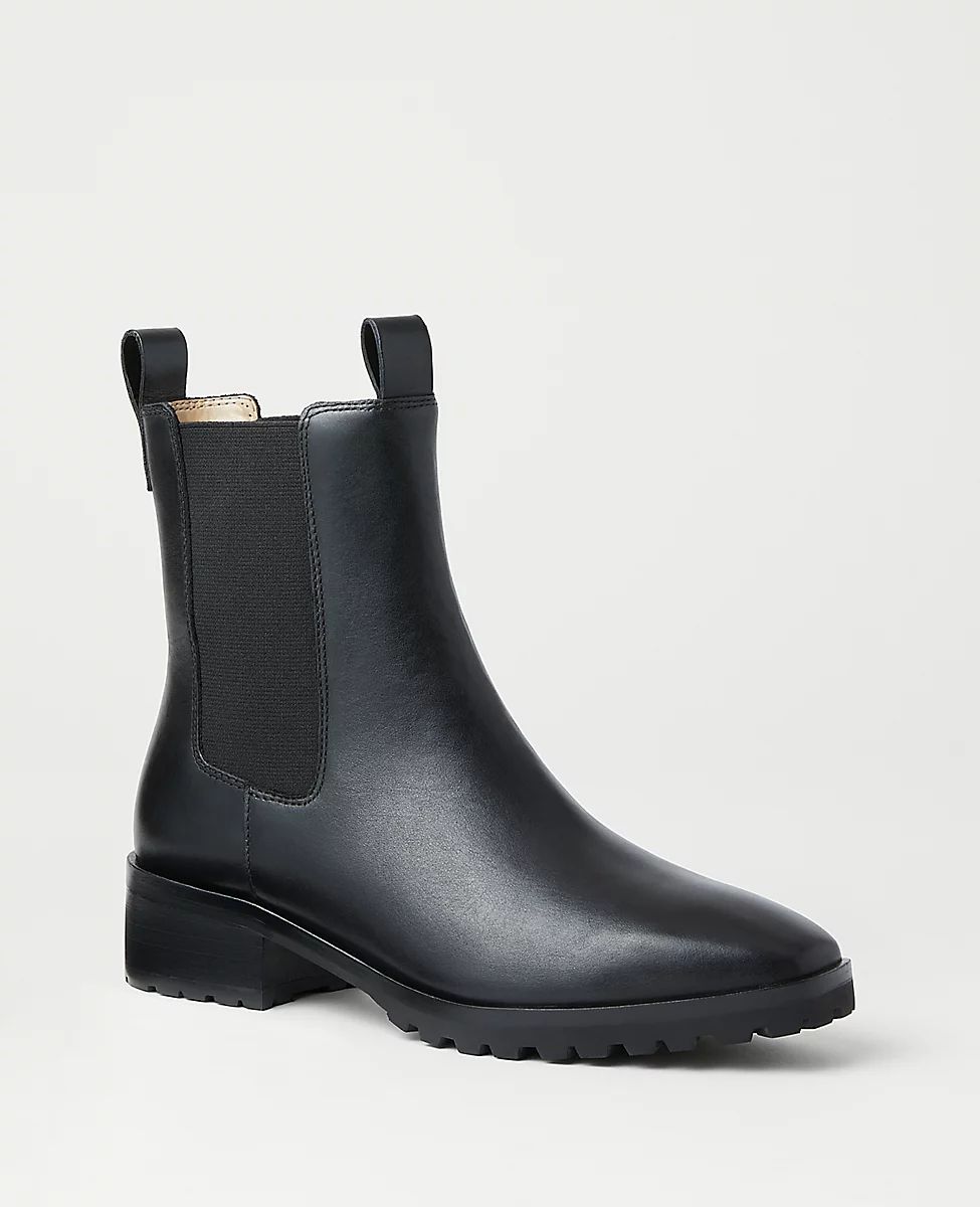 Tab Chelsea Leather Booties | Ann Taylor (US)