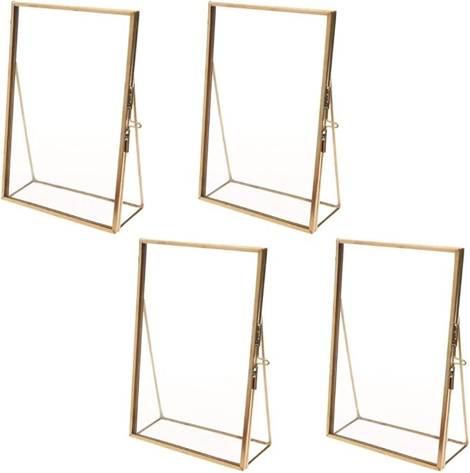 LOVIVER 4Pcs Picture Frames with Gold Borders and Vertical Stand | Ideal for Wedding Table Number... | Amazon (US)