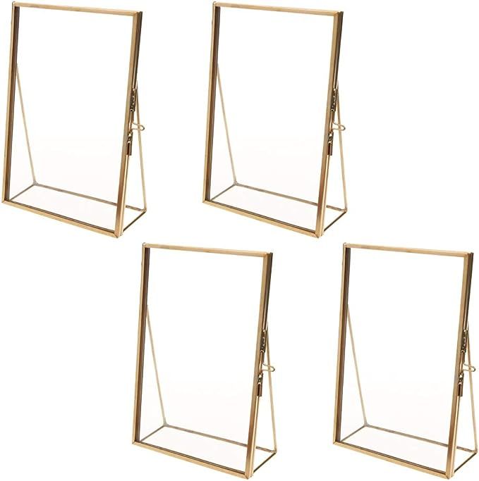 LOVIVER 4Pcs Picture Frames with Gold Borders and Vertical Stand | Ideal for Wedding Table Number... | Amazon (US)