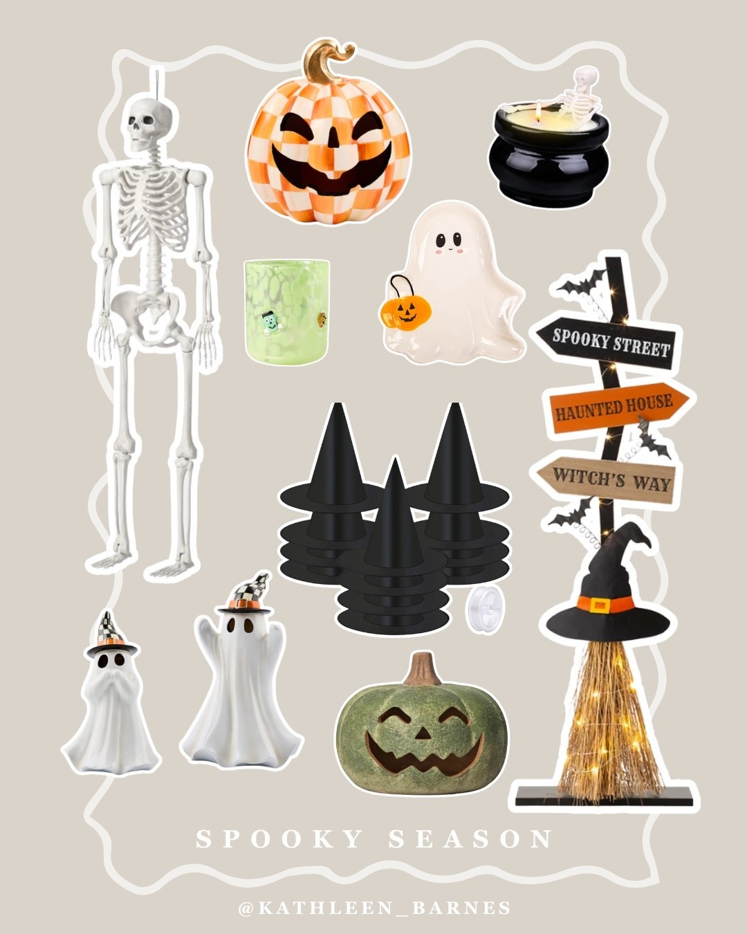 Halloween decor for spooky season! Love hanging up witch hats from the ceiling and placing large skeletons in different parts of our home

#LTKSeasonal #LTKHome