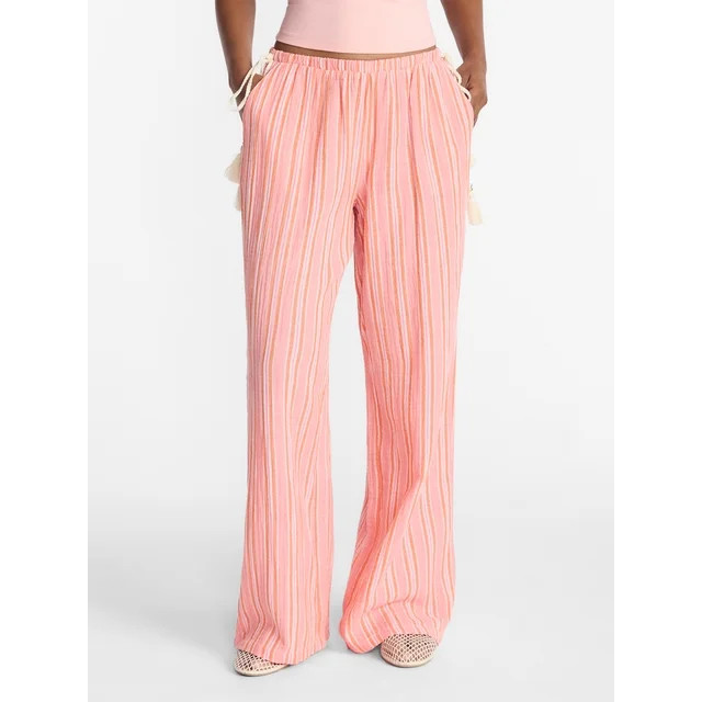 No Boundaries Cotton Gauze Side Tie Beach Pants, 31.5" Inseam, Women's XXS-4X | Walmart (US)