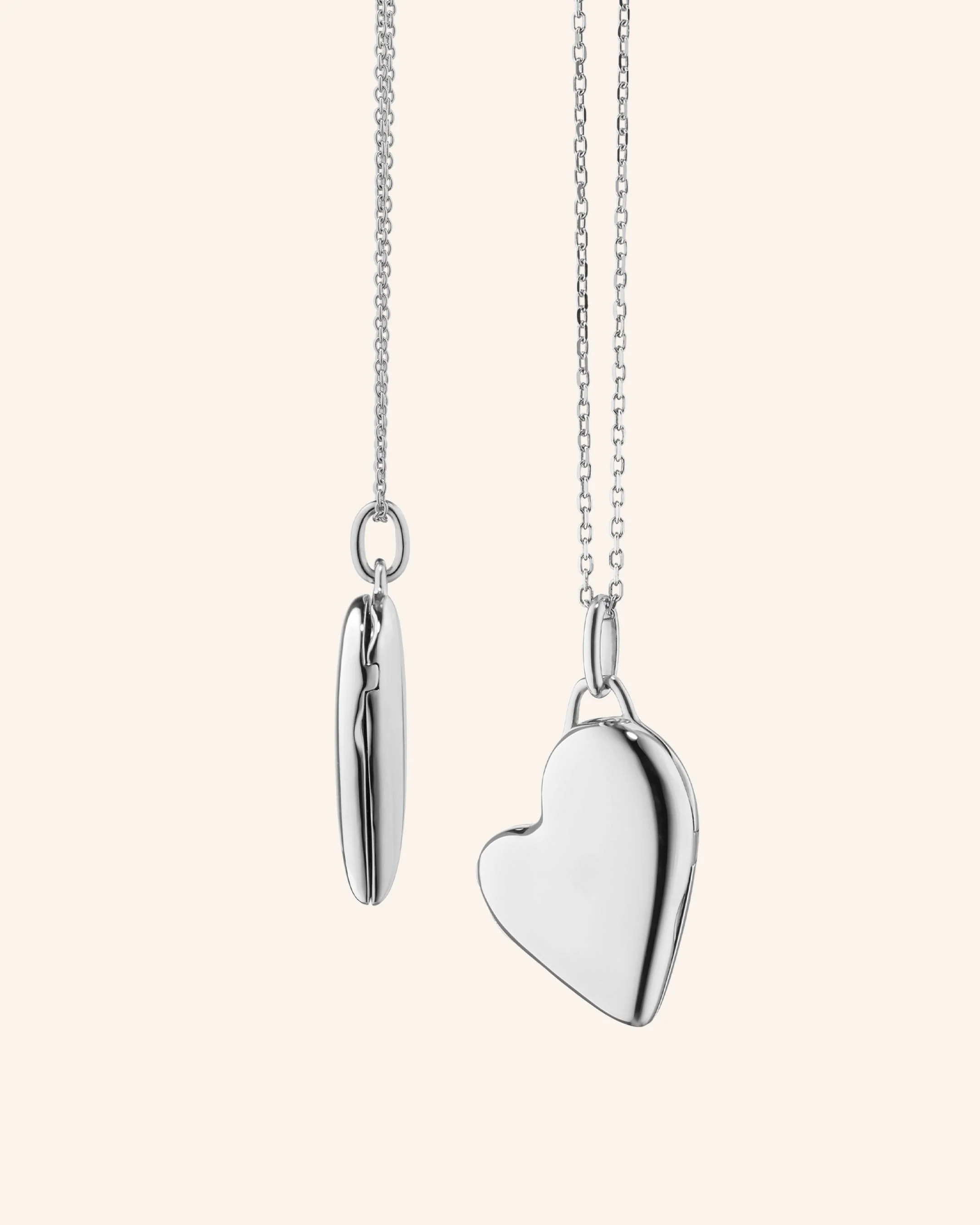 Petite Slim Sterling Silver Heart Locket Necklace | Monica Rich Kosann