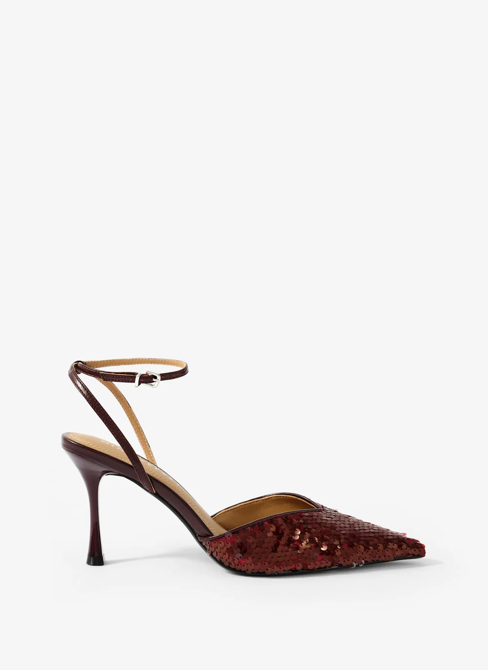 Ari Burgundy Sequin High Heels | Mint Velvet