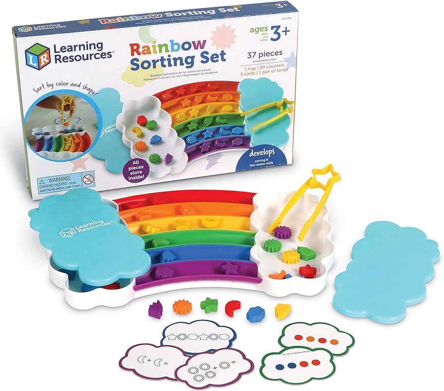 Learning Resources Rainbow Sorting Set,37 Pieces, Ages 3+, Fine Motor Skills, Color and Sorting R... | Amazon (US)