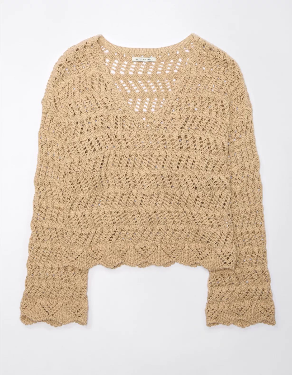 AE Crochet V-Neck Sweater | American Eagle Outfitters (US & CA)
