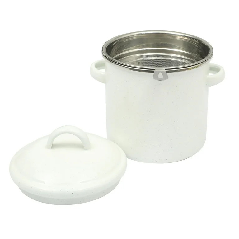 The Pioneer Woman Enamel-on-Steel Grease Strainer with Lid, Linen Speckle | Walmart (US)