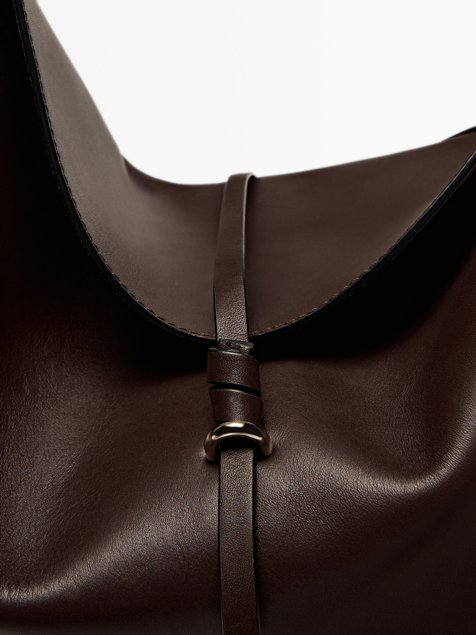 Nappa leather half moon bag | Massimo Dutti UK