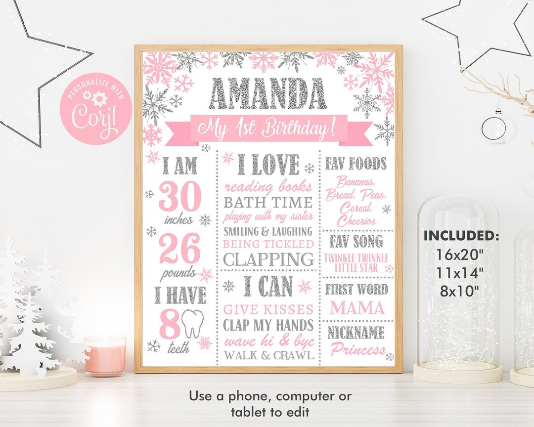 Winter Onederland 1st Birthday Sign, Winter Onederland Birthday Girl Decorations, Milestone Birth... | Etsy (US)