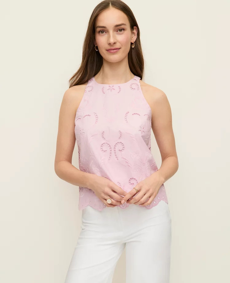 Eyelet Halter Tank Top | Ann Taylor