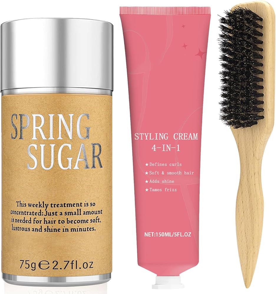4-in-1 Styling Cream for Flyaways, Curl Defining & Shine – with Slick Back Boar Bristle Brush &... | Amazon (US)