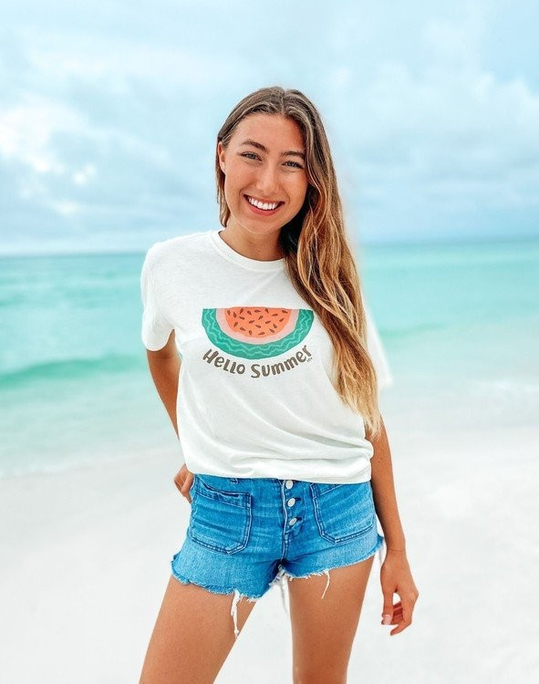 Hello Summer Short Sleeve Tee - Women - Cream | 30A Gear
