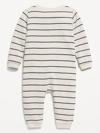 Printed Long-Sleeve Thermal-Knit Henley One-Piece for Baby | Old Navy (US)