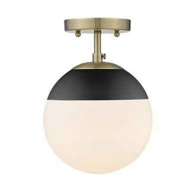 Dixon Semi-Flush, 1-Light, Aged Brass & Black, 7.5"W (3218-SF AB-BLK EK1U) | Lighting Reimagined