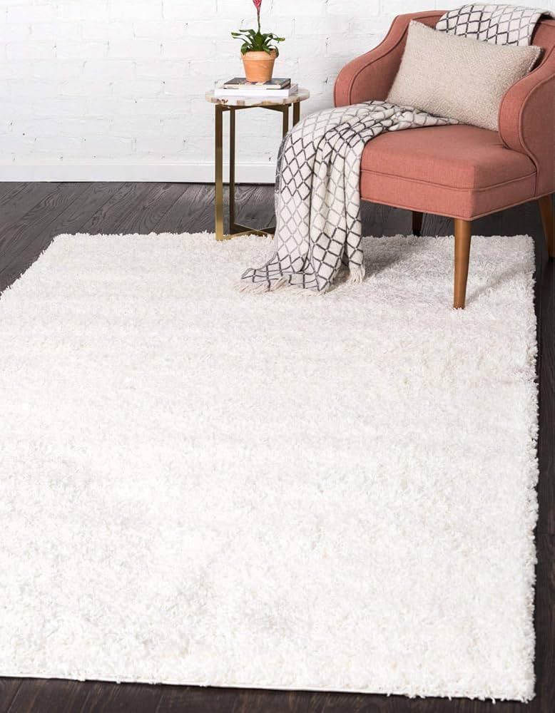 Unique Loom Solid Shag Collection Area Rug (8' x 10' Rectangle, Snow White) | Amazon (US)