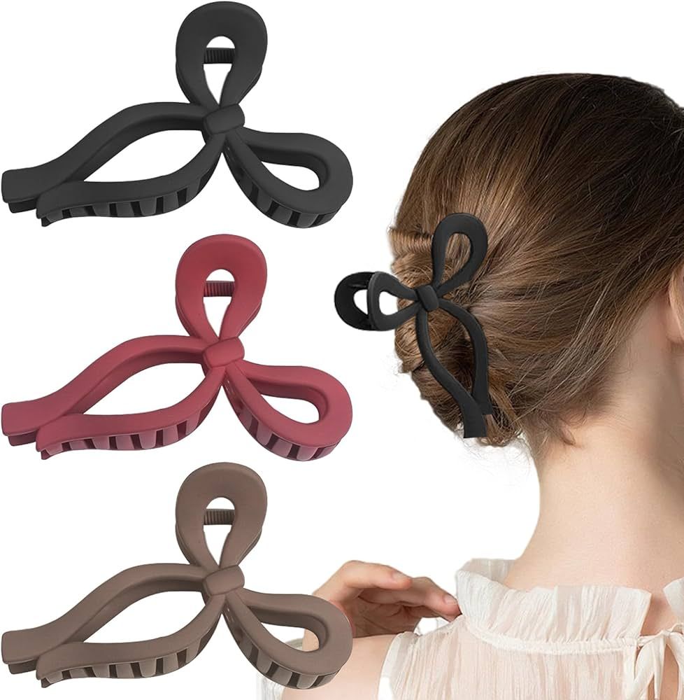 3 PCS Hair Claw Bow Hair Clips Nonslip, Butterfly Hair Clips, Casual Versatile Bow Tie Accessorie... | Amazon (US)